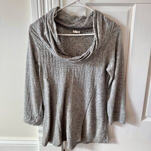 Anthropologie Yorkshire Grey Lightweight Cowl Neck Blouse